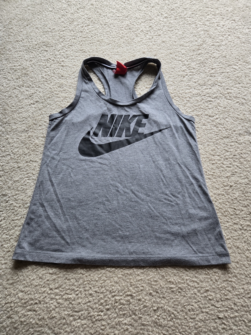 Nike Women’s Logo Racerback Tank - Grey With Black Logo